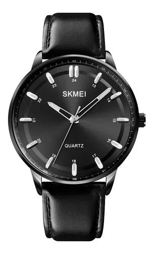 Reloj Hombre Skmei 1662 Cuero Ecologico Minimalista Elegante Color De