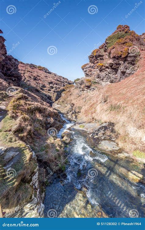rocky valley stock photo image  rural cornwall tintagel