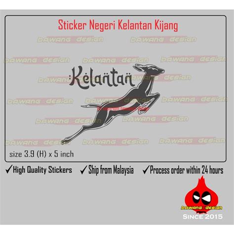 Sticker Kereta Lori Motor Negeri Kelantan Kijang Car Decals Shopee