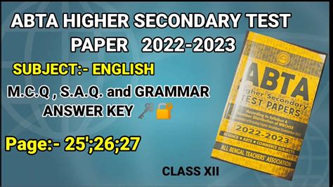 Hs Abta Test Paper English Solve Page Class