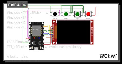 TFT Espi Menu Wokwi ESP32 STM32 Arduino Simulator