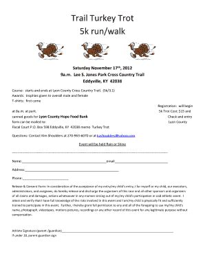 Fillable Online Trail Turkey Trot K Runwalk Running In The Usa Fax