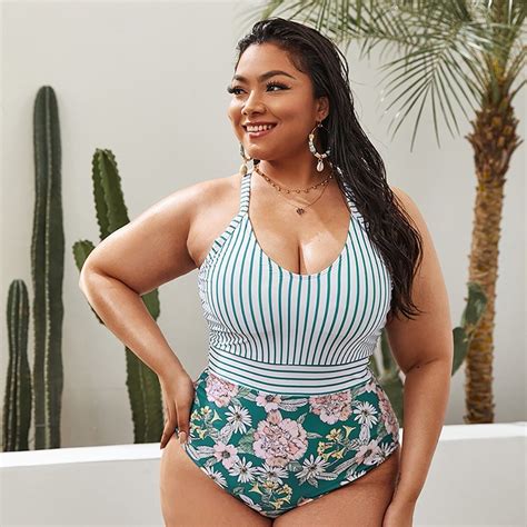 New Fashion Large Printing One Piece Sling Bikini Swimwear Sexy Deep V Swimsuit China Plus