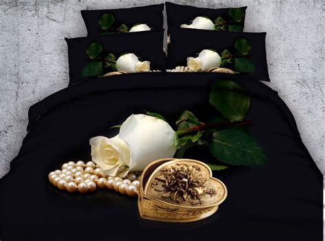 Black And White Rose Flower 3d Reactive Printed Bedding Sets Quilt