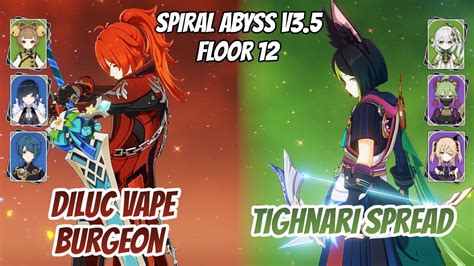 Diluc Vape Burgeon Tighnari X Nahida Spread Team Abyss V Floor