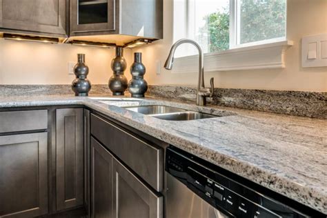 Gray Granite Countertops Matching Cabinets And Paint Designing Idea