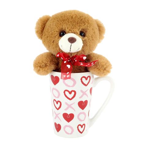 Way To Celebrate Valentines Day Plush Toy In Latte Mug Teddy Bear