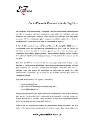 Curso Plano De Continuidade De Negocios Pdf