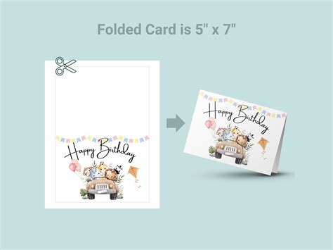 Printable Birthday Card With Animals, Cute Animals Card, Digital ...