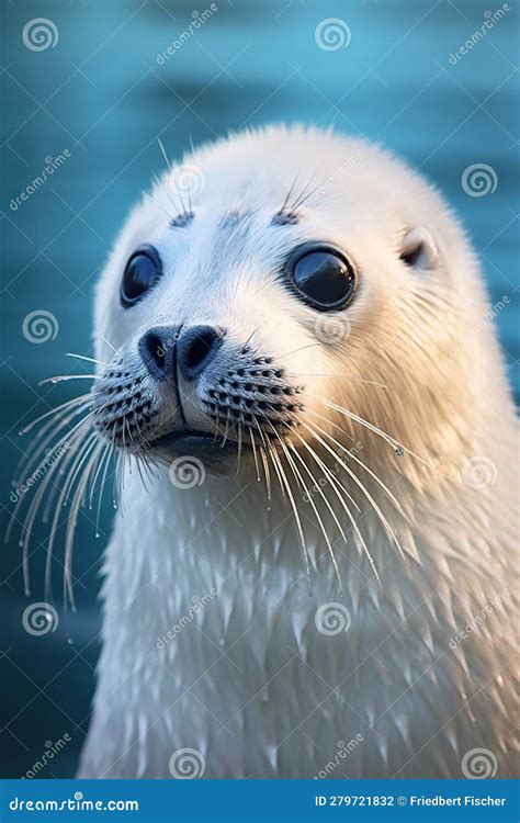 Fluffy White Sea Seal Pup, Closeup, AI Generative Stock Illustration ...