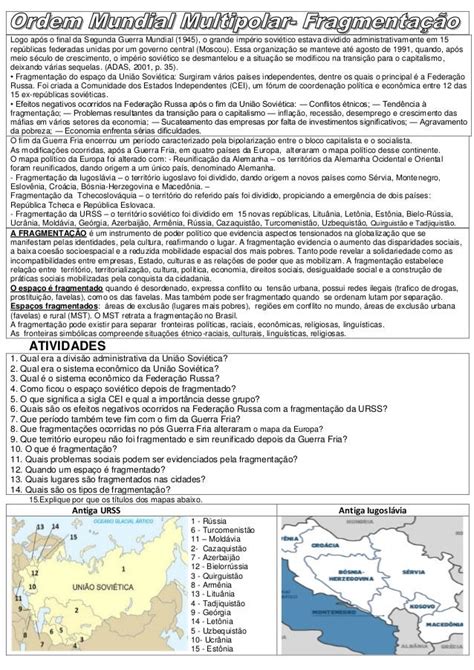 Hist Ria E Geografia T Por Dentro Atividades Sobre Nova Ordem