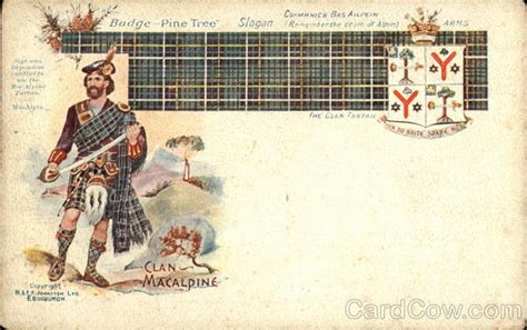 Clan Macalpine Clan Tartan And Coat Of Arms Other Ethnic Postcards