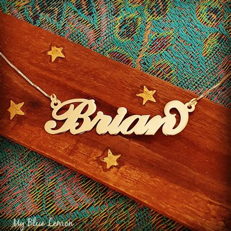 Brian Nombre Collar Orden Cualquier Nombre 14k Sólido Oro Puro Etsy