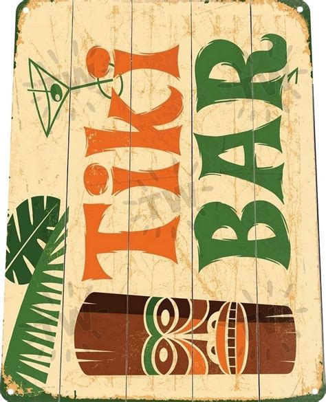 Tin Sign Tiki Bar Rustic Kitchen Cottage Beach House Metal Sign Decor