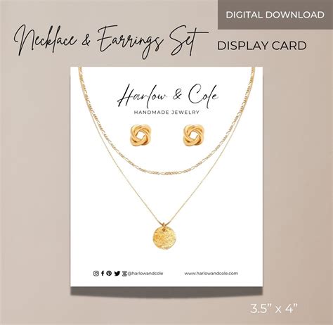 Necklace Display Card Template Set Printable Necklace Cards Logo