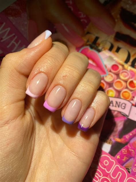 Gradient Purple French Tips Gel Nails All Natural Nails Gelnails Frenchtips Indie Retro