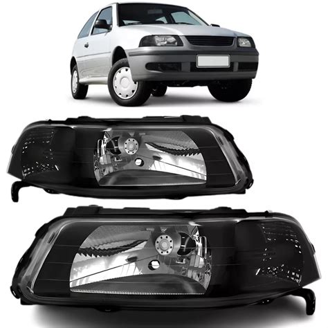 Par Farol Gol G3 1999 A 2005 Foco Simples Mascara Negra