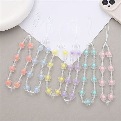 Diy Acrylic Frosted Flower Beaded Mobile Phone Chain Jewelry Anti Lost