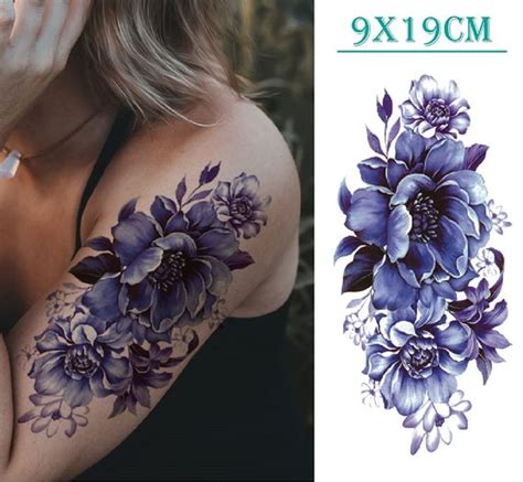 Purple Flower Design Tattoo