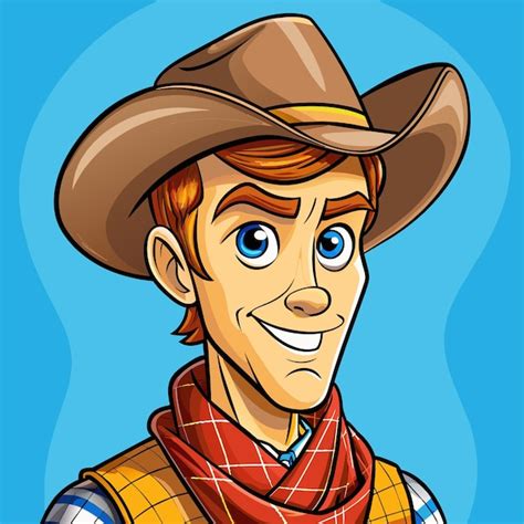 Um Desenho Animado De Um Cowboy Vestindo Um Colete A Quadros Um