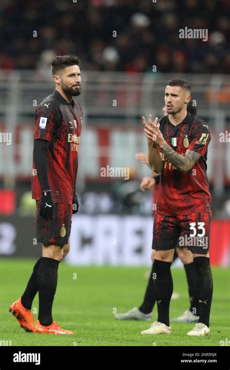 Milan Italy 26th Feb 2023 Rade Krunic 33 Tells Off His Teammate