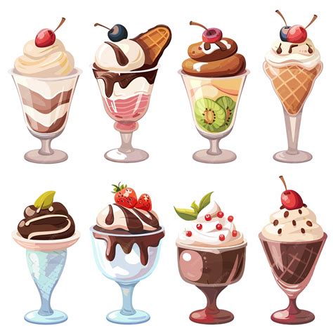 Una Colección De Helados Con Diferentes Sabores Vector Premium