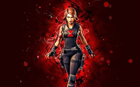 Black Widow Red Neon Lights Fortnite Battle Royale Fortnite Characters Black Widow Skin Hd