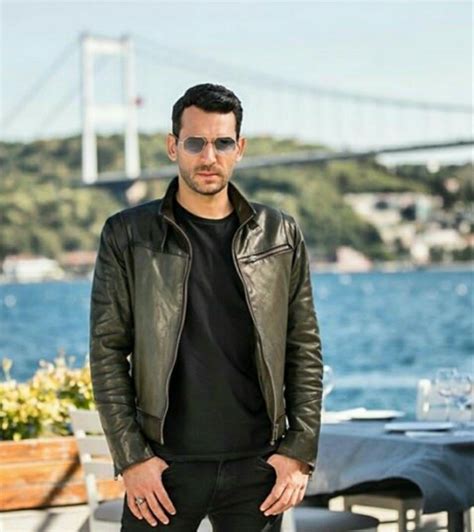 Erdem Turkish Actors Gorgeous Men Guns Leather Jacket Picture