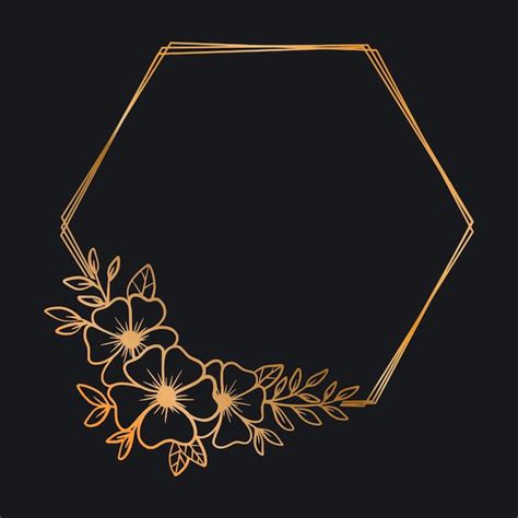 Premium Vector Luxury Gold Hexagon Floral Frame For Wedding Or