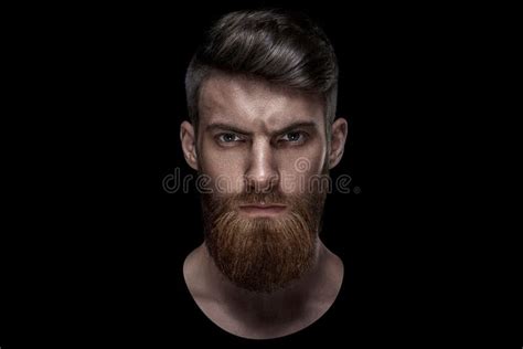 Portrait De Jeune Homme Caucasien Beau Barbu Simple Photo Stock Image