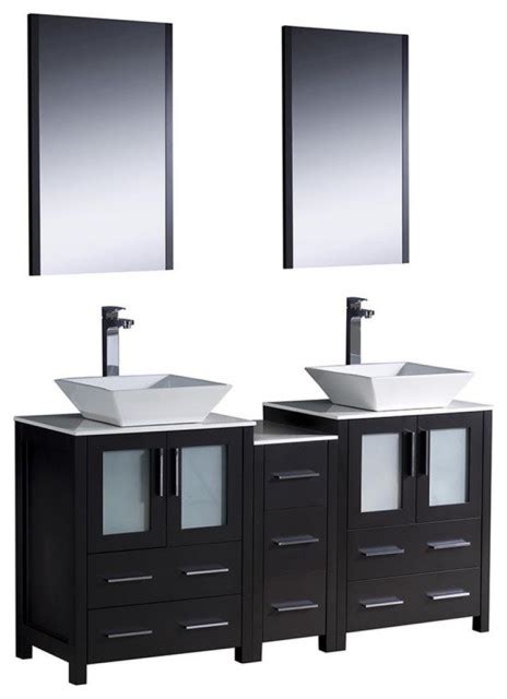 Fresca Torino 60 Espresso Modern Double Sink Bathroom Vanity With Side