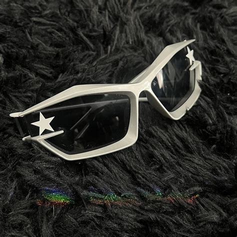 Unisex opium chrome sunglasses with stars #chrome... - Depop