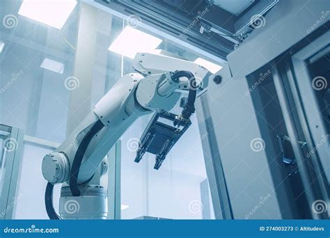 Robotic Arm Reaching Into Cleanroom And Retrieving Delicate Equipment