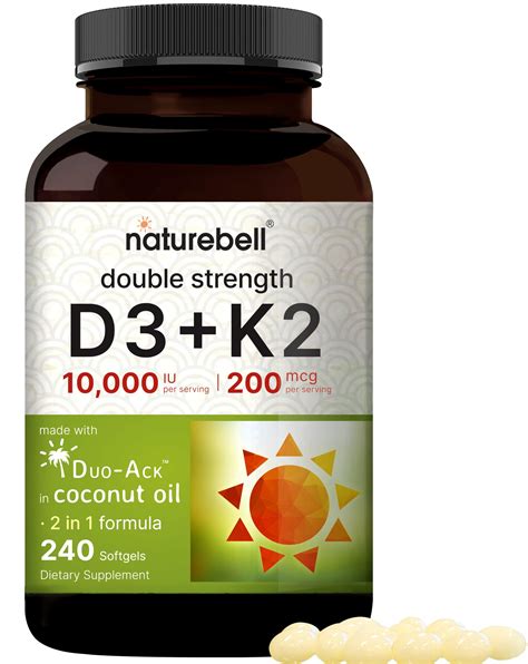 Naturebell Vitamin D3 K2 10 000 Iu Vitamin D 200mcg Vitamin K Mk 7