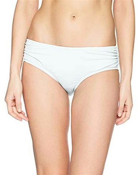 NWT Carmen Marc Valvo Swimsuit Bikini Bottom Sz L Side Shirred White EBay