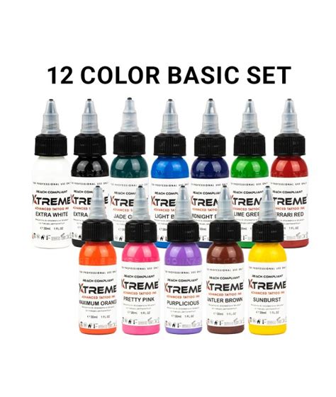 Xtreme Ink Color Basic Set X Ml Reach Kwadron Tattoo