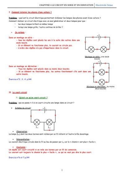 Chapitre 4 Le Circuit En Serie Et En Derivation Je Fais Des Sciences