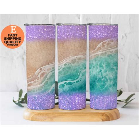 Pink Glitter Beach Tumbler Vacation Tumbler Sparkling Pin Inspire