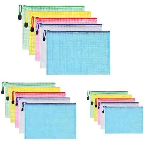 15Pcs Pochette Document Document Dossier Pochette Pvc Zip A3 A4 A5