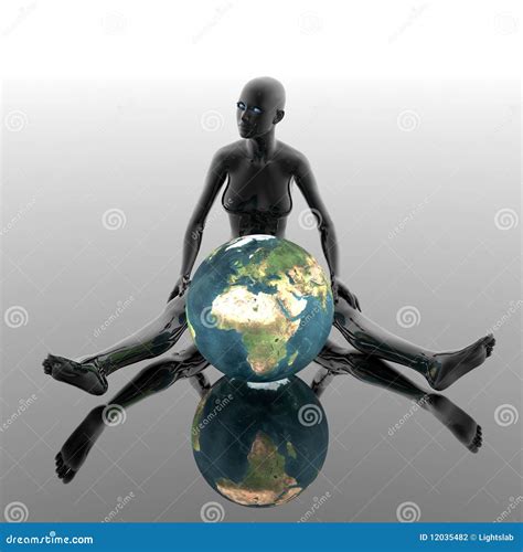 3D Naked Girl With Earth Royalty Free Stock Image CartoonDealer