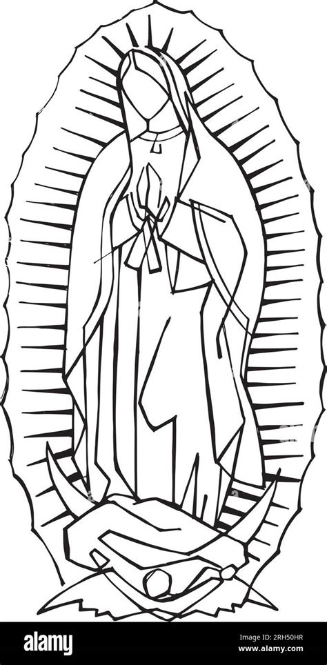 Dibujo o ilustración vectorial dibujado a mano de la Virgen de