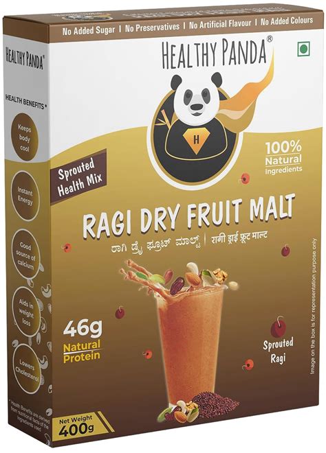 Healthy Panda Organic Sprouted Ragi Dry Fruit Malt G Sugar Free