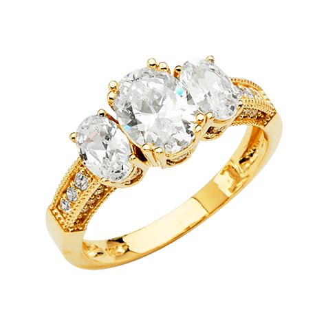 Fb Jewels K Yellow Gold Cubic Zirconia Cz Engagement Ring Size