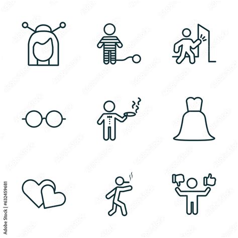 Set Of Linear Icons From People Concept Outline Icons Such As