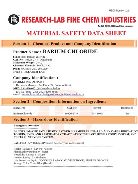 Barium Chloride Purified1kg | PDF | Waste | Respiratory System