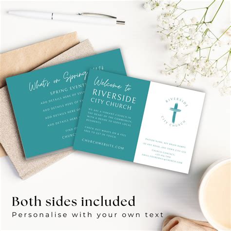 Blue Church Welcome Card Template Digital Download Editable Church