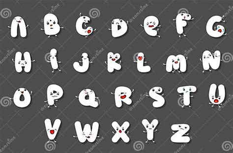 English Alphabet Letter White Smileys Childish Character with Face ...