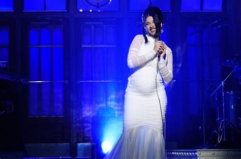 Cardi B In Christian Siriano Announces Pregnancy On Snl