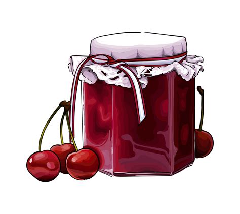 Confiture De Cerises Dans Un Pot De Peintures Multicolores