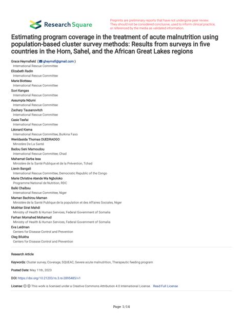 Pdf Estimating Program Coverage In The Treatment Of Acute